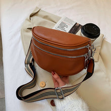 Load image into Gallery viewer, Multi-Pocket Women Leather Solid Crossbody Chest Bag