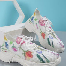 Load image into Gallery viewer, Floral Print Lace-up Breathable Sneakers