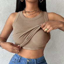 Load image into Gallery viewer, Ribbed Round Neck Tank Top With Bra Pads