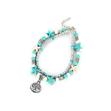 Load image into Gallery viewer, Sea turtle Anklet Starfish Turquoise