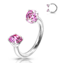 Load image into Gallery viewer, Zirkonia Hestesko Ring med Gjengede Stener for Piercinger