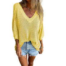 Load image into Gallery viewer, V-neck Hollow Knitted Top