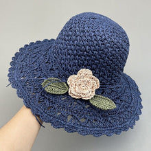 Load image into Gallery viewer, Elegant Crochet Straw Hat with Ruffle Detail