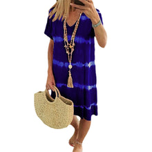 Load image into Gallery viewer, Tie-Dye Striped Short-sleeved Loose T-shirt Dress
