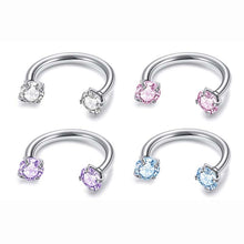 Load image into Gallery viewer, Zirkonia Hestesko Ring med Gjengede Stener for Piercinger