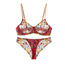 Load image into Gallery viewer, Women's Lace Flower Bra and Briefs Set