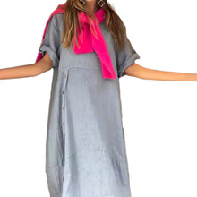 Load image into Gallery viewer, Women's Cotton And Linen Side Button Dress