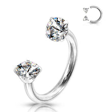 Load image into Gallery viewer, Zirkonia Hestesko Ring med Gjengede Stener for Piercinger