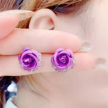 Load image into Gallery viewer, Diamond Rose Earrings