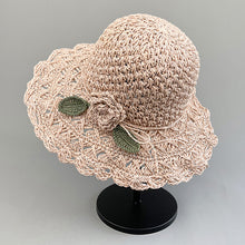Load image into Gallery viewer, Elegant Crochet Straw Hat with Ruffle Detail