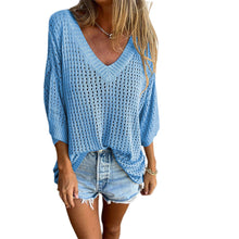 Load image into Gallery viewer, V-neck Hollow Knitted Top