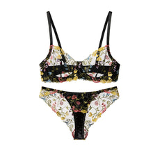Load image into Gallery viewer, Women's Lace Flower Bra and Briefs Set