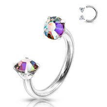 Load image into Gallery viewer, Zirkonia Hestesko Ring med Gjengede Stener for Piercinger