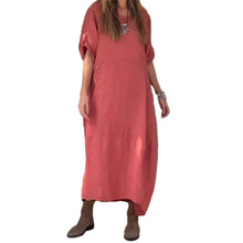 Load image into Gallery viewer, Women's Cotton And Linen Side Button Dress