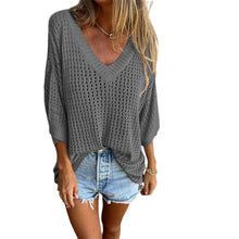 Load image into Gallery viewer, V-neck Hollow Knitted Top