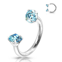 Load image into Gallery viewer, Zirkonia Hestesko Ring med Gjengede Stener for Piercinger