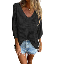 Load image into Gallery viewer, V-neck Hollow Knitted Top