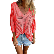 Load image into Gallery viewer, V-neck Hollow Knitted Top