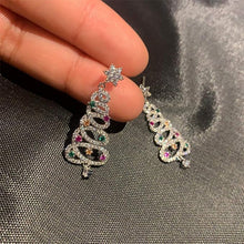 Load image into Gallery viewer, Shiny Christmas Tree Earrings
