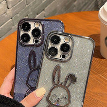 Load image into Gallery viewer, Gradient Glitter Quicksand Rabbit Case Cover For iPhone