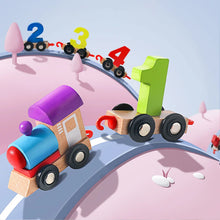 Load image into Gallery viewer, Digital magnetisk togpuslespill med lekebil i tre