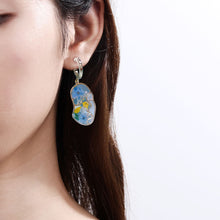 Load image into Gallery viewer, Pressed Flower Earrings - Abstract Face Forget Me Not Flower