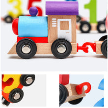 Load image into Gallery viewer, Digital magnetisk togpuslespill med lekebil i tre