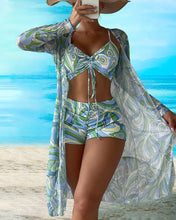 Load image into Gallery viewer, Three-Piece Printed Bikini Swimsuit