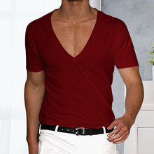 Load image into Gallery viewer, Men's Basic Deep V-Neck Cotton Short Sleeve T-Shirt
