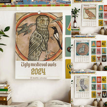 Load image into Gallery viewer, Weird Medieval Owl Calendar 2024