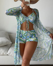 Load image into Gallery viewer, Three-Piece Printed Bikini Swimsuit