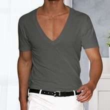 Load image into Gallery viewer, Men's Basic Deep V-Neck Cotton Short Sleeve T-Shirt