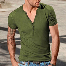 Load image into Gallery viewer, Men's Plain Henley Vacation T-shirt