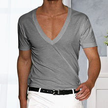 Load image into Gallery viewer, Men's Basic Deep V-Neck Cotton Short Sleeve T-Shirt