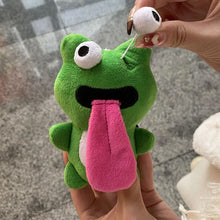 Load image into Gallery viewer, Cute Plush Sticking Out Tongue Frog Keychain