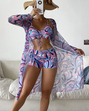 Load image into Gallery viewer, Three-Piece Printed Bikini Swimsuit