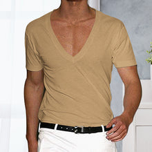 Load image into Gallery viewer, Men's Basic Deep V-Neck Cotton Short Sleeve T-Shirt
