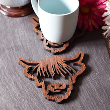 Load image into Gallery viewer, Wooden Highland Cow Coasters