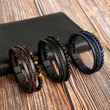 Load image into Gallery viewer, Natural Obsidian Magnetic Buckle Bracelet
