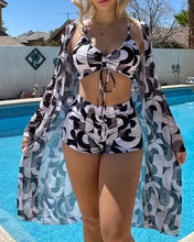 Load image into Gallery viewer, Three-Piece Printed Bikini Swimsuit