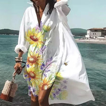 Load image into Gallery viewer, Women's Long Sleeve V-Neck Shirt Dress