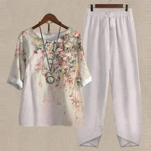 Load image into Gallery viewer, Women's Two Piece Outfits Floral Crewneck Suit