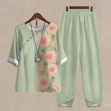 Load image into Gallery viewer, Women's Two Piece Outfits Floral Crewneck Suit