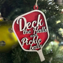 Load image into Gallery viewer, Wooden Christmas Pickle Ball Decoration Pendant