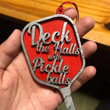 Load image into Gallery viewer, Wooden Christmas Pickle Ball Decoration Pendant
