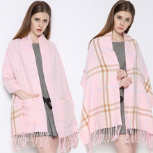Load image into Gallery viewer, Plaid Shawl Wrap With Pockets