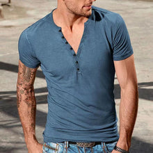 Load image into Gallery viewer, Men's Plain Henley Vacation T-shirt