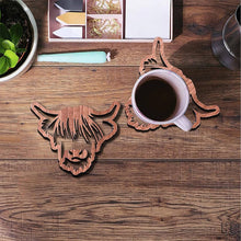 Load image into Gallery viewer, Wooden Highland Cow Coasters