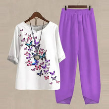 Load image into Gallery viewer, Women's Two Piece Outfits Floral Crewneck Suit