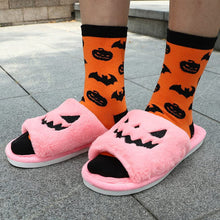 Load image into Gallery viewer, Halloween Pumpkin Lantern Slippers